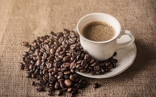 Обои кофе, hot, beans, зерна, чашка, coffee, cup