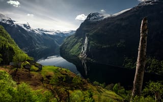 Картинка Зеленый фьорд, река, Норвегия