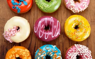 Картинка donuts, десерт, глазурь, сладкое, выпечка, colorful, dessert, пончики