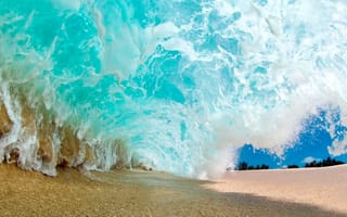 Картинка wave, песок, пляж, волна, beach, sand