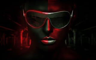 Картинка девушка, BossLogic, legacy, красно-серый, очки