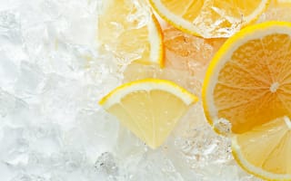 Картинка цитрус, лед, апельсин, лимон, 