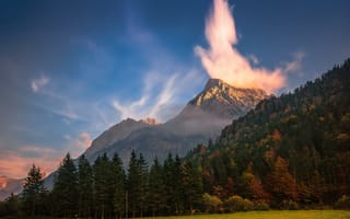 Картинка горы, облака, деревья, природа, лес