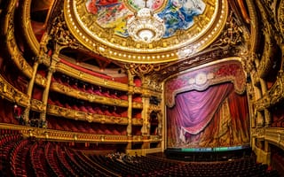 Картинка париж, люстра, театр, сцена, опера, зал