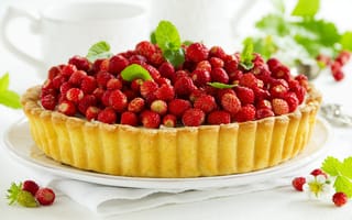 Картинка выпечка, cake, ягоды, пирог, strawberries, земляника, berries, pastries