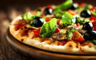 Картинка пицца, еда, маслины, грибы, брокколи