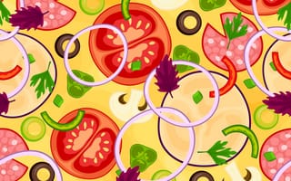 Картинка vegetables, овощи, текстура, tomatoes, помидоры, onions, лук, texture, зелень, greens, 