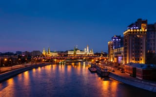 Обои Кремль, Москва, столица, ночь, Россия