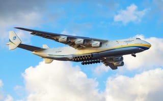 Картинка мечта, облака, самолёт, крылья, Мрия, Украина, посадка, двигатель