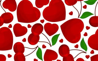 Картинка текстура, вишенка, texture, hearts, cherry, сердечки