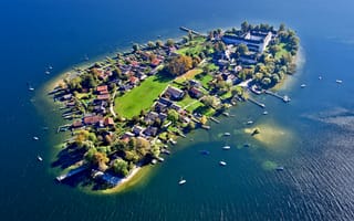 Картинка остров, Германия, Бавария, озеро, Frauenchiemsee, Кимзе