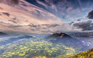 Картинка Альпы, панорама, вид, долина, природа, горы