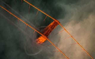 Картинка мост, туман, высота, пролив