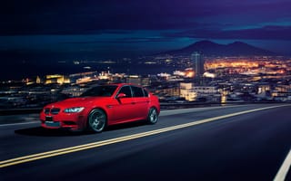 Картинка BMW, Sedan, горизонт, red, M3, E90, город, front, Ronaldo Stewart