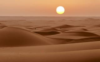 Картинка пустыня, солнце, горизонт, песок