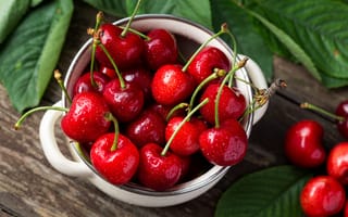Картинка ягоды, cherry, fresh, wood, berries, черешня