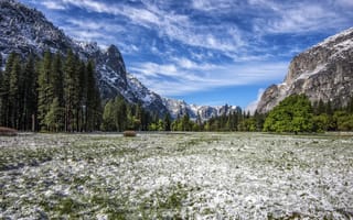 Картинка горы, снег, Yosemite Valley, Калифорния