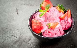 Картинка ягоды, мята, мороженое, ice cream, клубника, десерт, strawberry
