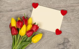 Картинка цветы, сердце, букет, tulips, тюльпаны, spring, colorful, сердечки, romantic, heart, love, flowers