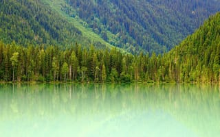 Картинка Kinney Lake, озеро, горы, Канада, лес, Mount Robson, склон, Canada