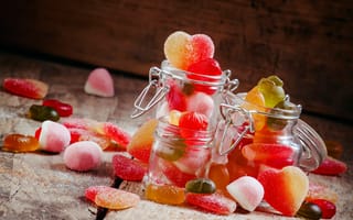 Картинка доски, банка, сладости, боке, мармелад, сахар, ассорти