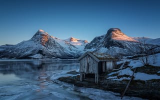 Картинка Норвегия, закат, горы, вечер, зима