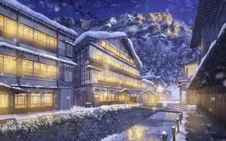 Картинка дома, горы, зима, by NIK, снег, ели