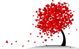 Картинка влюбленные, святой, дерево, абстракция, сердечко, листья, сердце, валентин