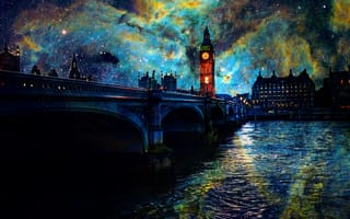 Картинка Космос, ночь, London, мост
