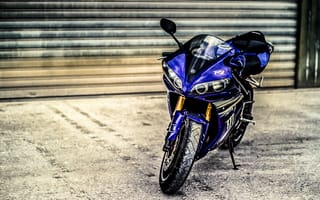 Картинка yamaha, blue, supersport, yzf-r1, ямаха, ролеты, синий, р1, мотоцикл, bike