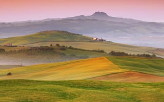 Картинка Toscana, поле, дом, Италия, Italia, небо, холмы