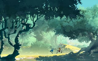 Картинка Rayman legends, лес, деревья, игра, game, дорога