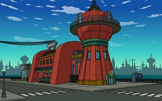 Картинка Futurama, Planet Express, здание, улица, Футурама