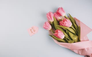 Картинка цветы, букет, romantic, spring, with love, tender, flowers, love, tulips, fresh, pink, тюльпаны, розовые, wood