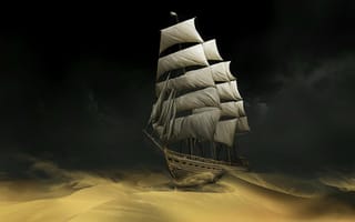 Картинка корабль, парус, песок