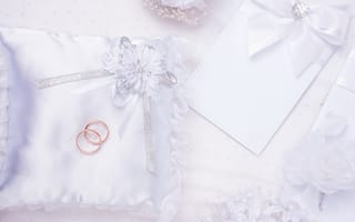 Картинка свадьба, цветы, кольца, подушка, открытка