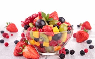 Обои fruits, десерт, ягоды, fresh, berries, фрукты, salad, фруктовый салат