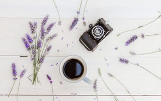 Картинка кофе, wood, lavender, coffee, чашка, flowers, cup, лаванда, букет