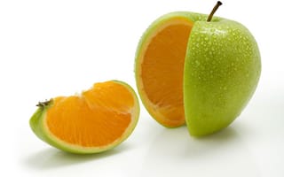 Картинка mixed fruit, orange, яблоко, apple, апельсин, рендеринг