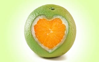 Картинка orange, рендеринг, апельсин, сердце, 3d, fruit, heart