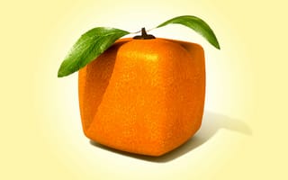 Картинка orange, квадратный апельсин, square, cube, 3d, рендеринг