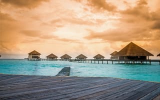 Картинка Maldives, caribbean, пляж, ocean, Мальдивы, лагуна, тропики, sea, lagoon, beach, море, sunset
