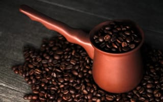 Картинка зерна кофе, настроение, керамика, турка, coffee, кофейная традиция