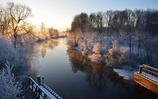 Картинка Швеция, утро, зима, река