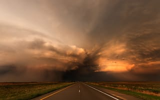 Картинка Колорадо, закат, шторм, США, дорога, тучи