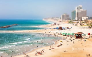 Картинка Herzliya, люди, небо, Israel, море, Израиль, пляж, дома
