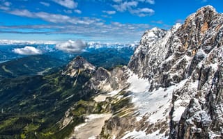 Обои небо, облака, снег, горы, Австрия, вершина, Альпы