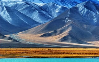 Картинка Памир, горы, озеро, снег
