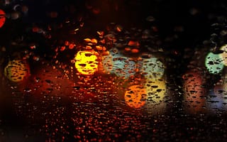 Картинка макро, капли, размытие, боке, дождь, bokeh, вода, стекло