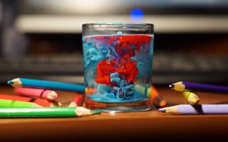 Картинка Карандаши, цвет, арт, стакан, искусство, художник, вода
